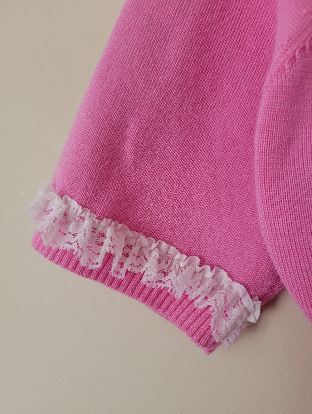 Retro Sourpuss Pink Short Sleeve Cropped Cradigan Shrug Embroidered Cherry Sz M - Picture 5 of 7